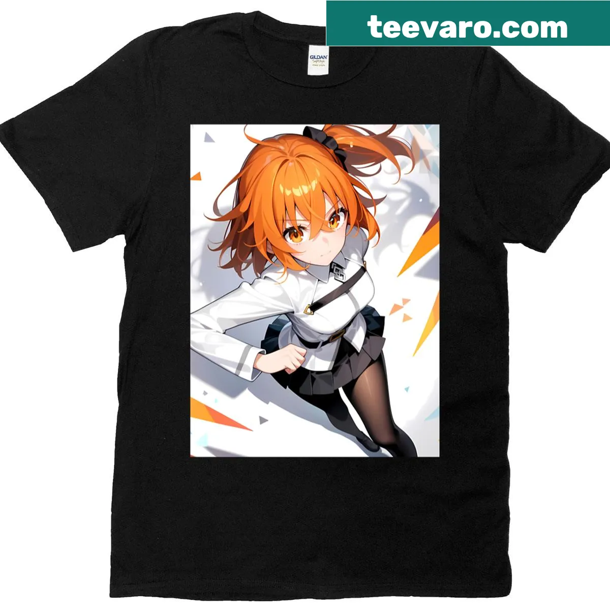 Anime t-shirt featuring Gudako from Fate Grand Order with a determined look — on a men's t-shirt