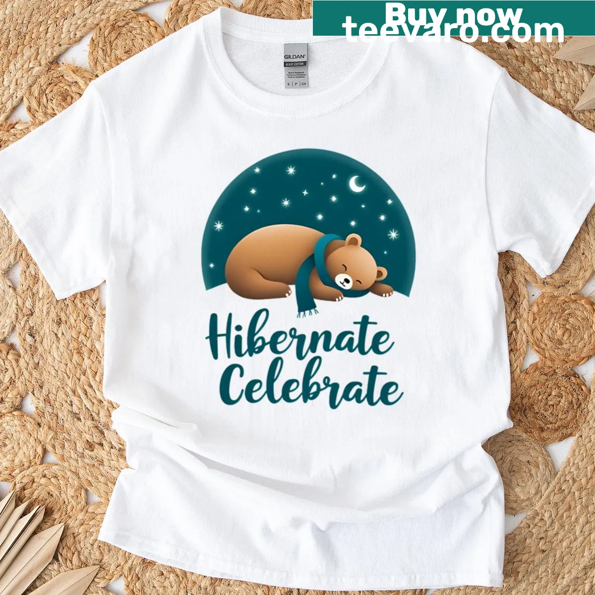 Cute winter bear illustration on T-shirt — on a men's t-shirt