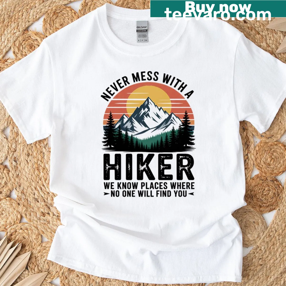 Inspirational hiking quote T-shirt for outdoor enthusiasts — on a men's t-shirt