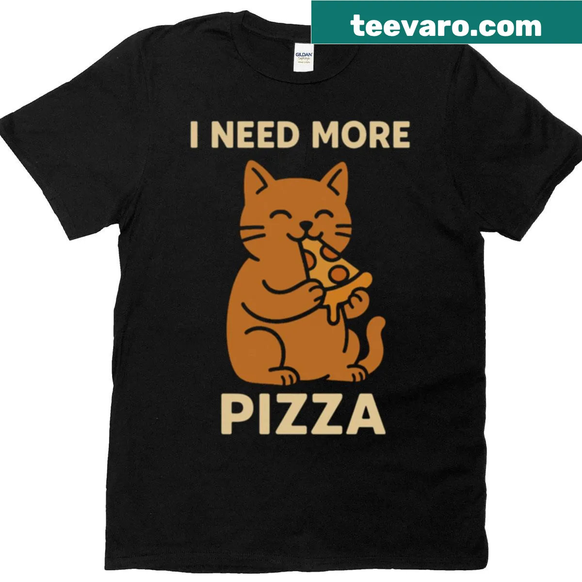 Funny T-shirt for pizza lovers with a cat theme — on a men's t-shirt
