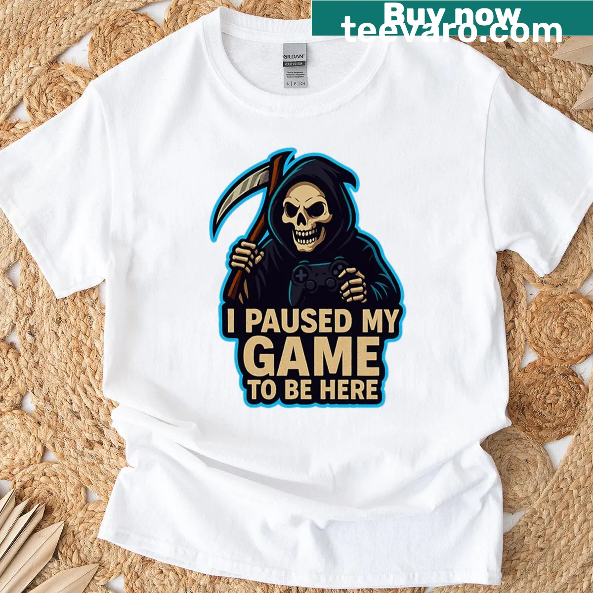 I Paused My Game To Be Here humorous T-shirt — on a men's t-shirt