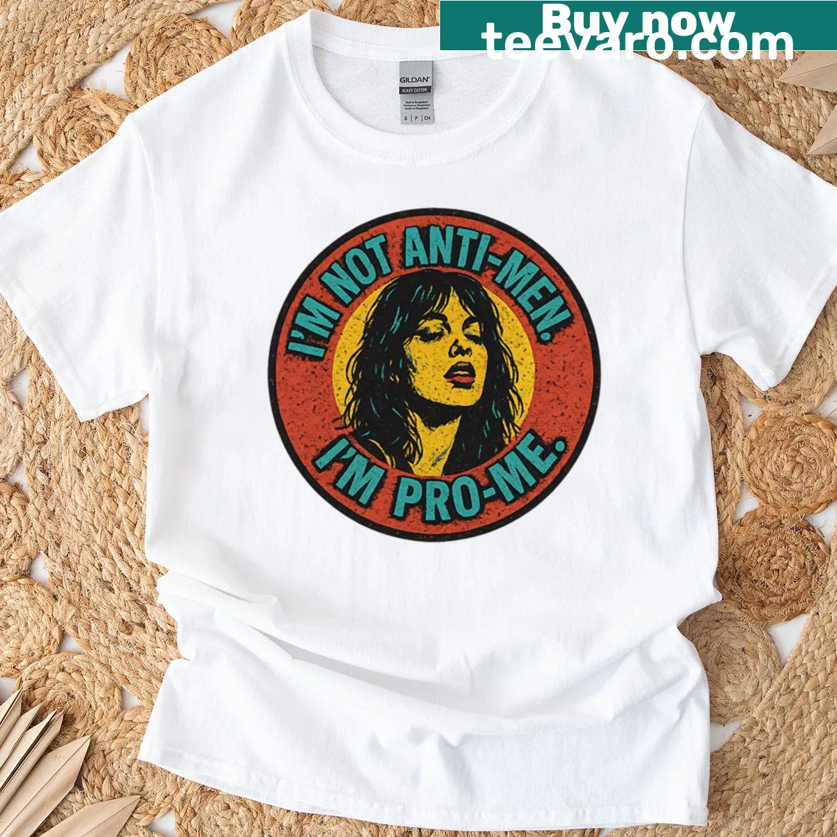 Vintage t-shirt featuring a feminist phrase promoting self-empowerment — on a men's t-shirt