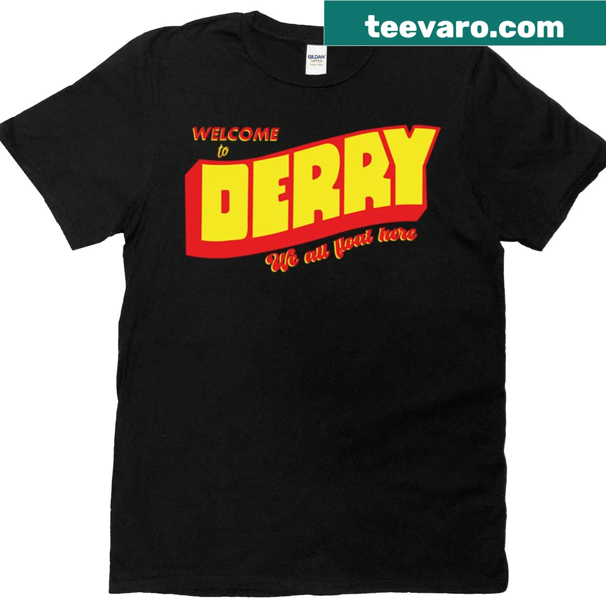 Welcome to Derry logo t-shirt, bold design for horror literature fans — on a men's t-shirt