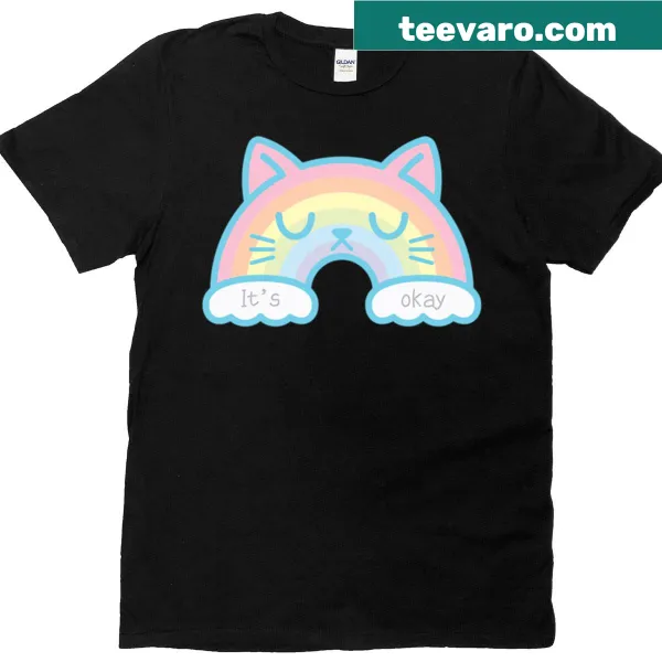 Wholesome t-shirt featuring a cheerful rainbow cat graphic