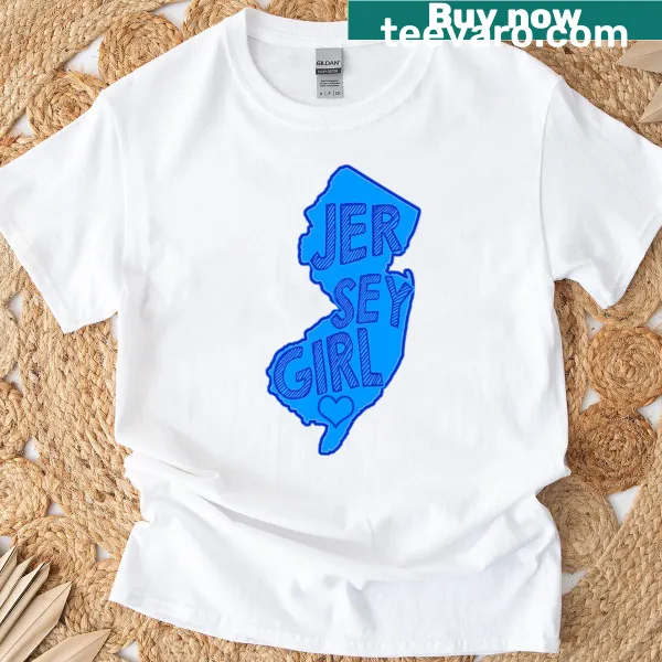 Illustrative Jersey Girl t-shirt celebrating New Jersey pride