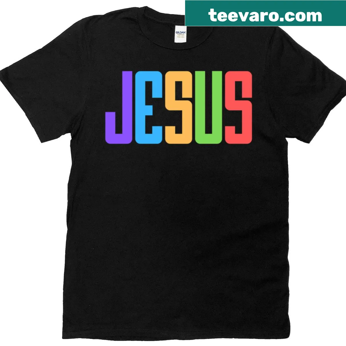 T-shirt featuring an inspiring typographic design centered around Jesus — on a men's t-shirt
