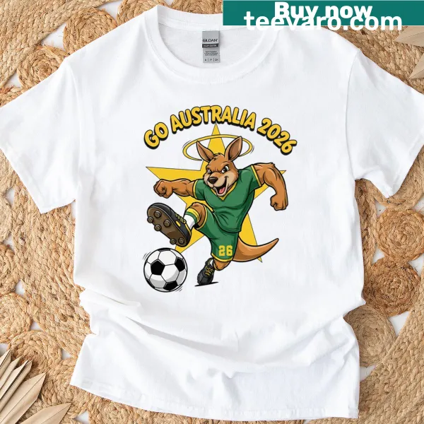 Kangaroo football player graphic on a T-shirt