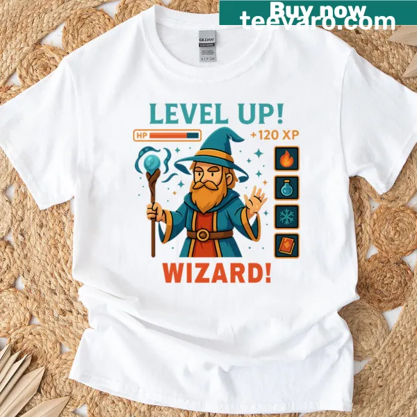 Cute RPG mage graphic for a gaming t-shirt