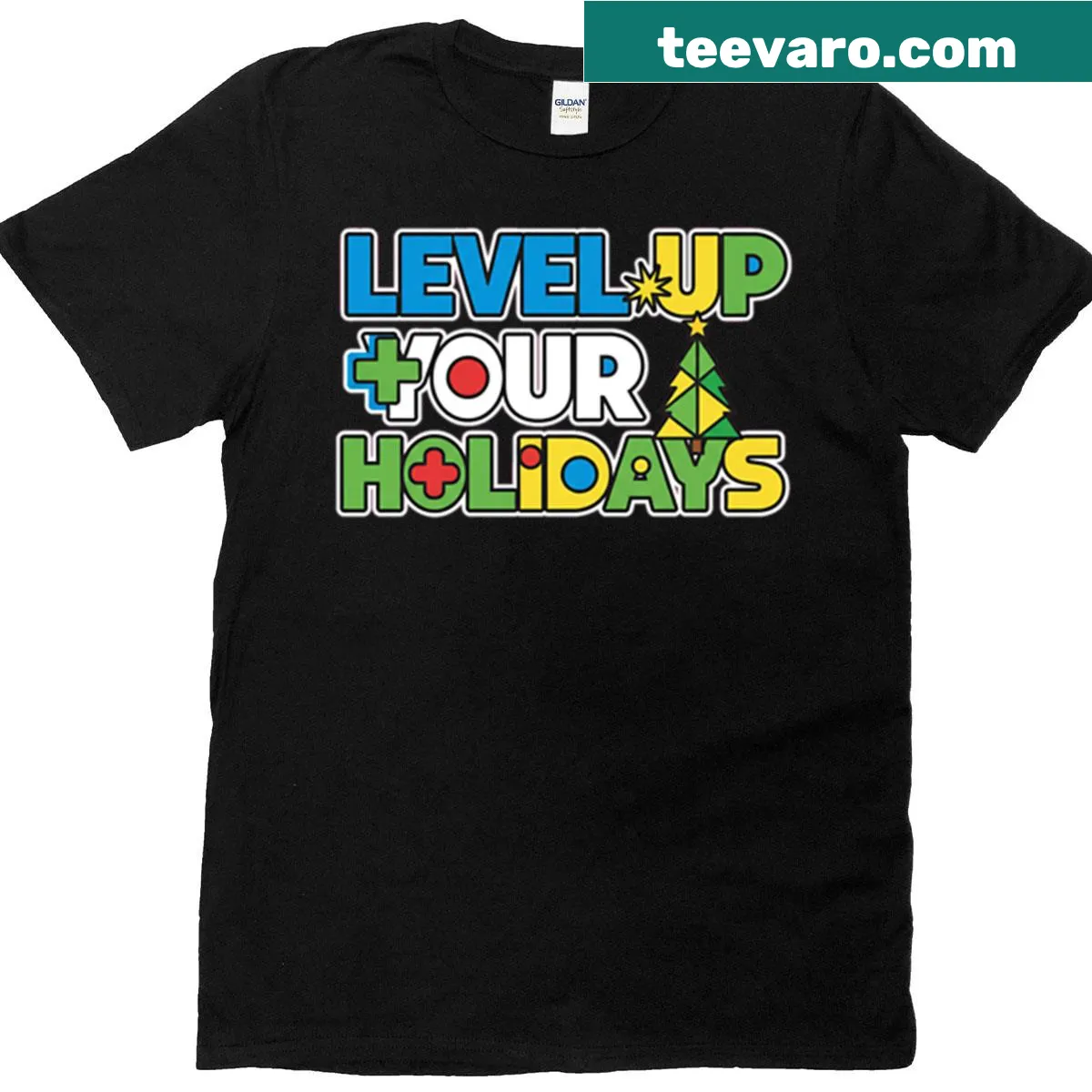 Gaming-themed Christmas graphic on T-shirt — on a men's t-shirt