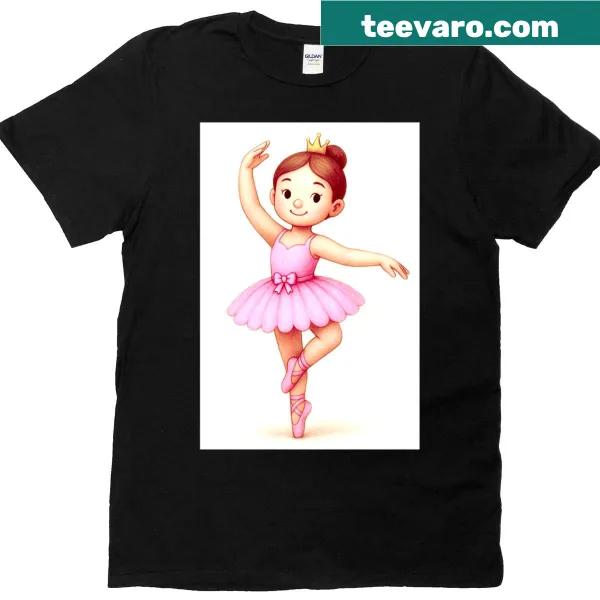 Illustrated T-shirt of a cute little ballerina dancing