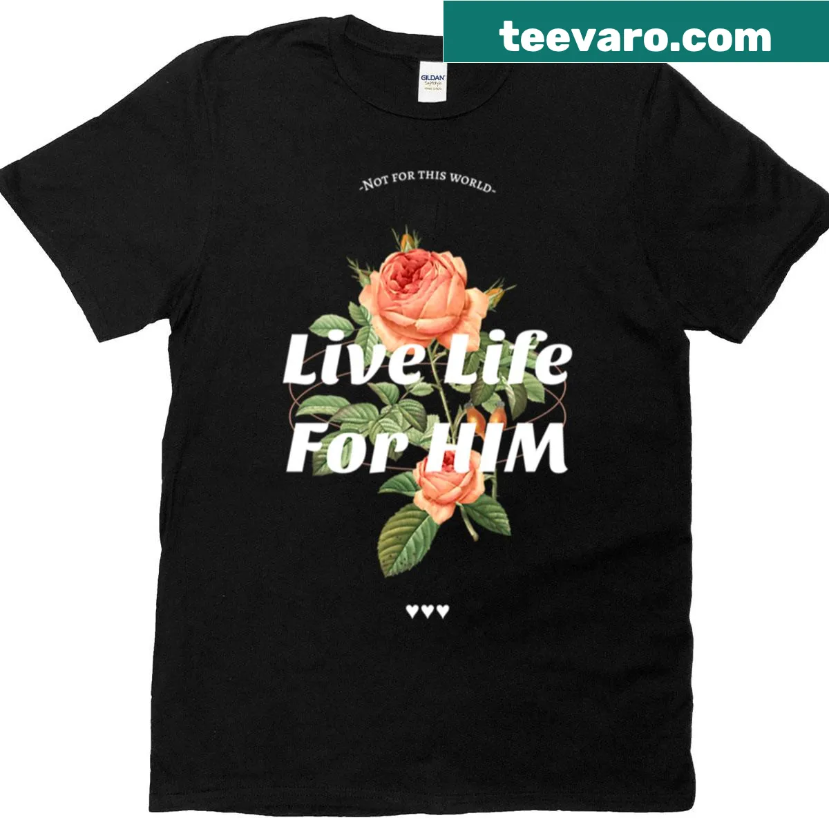 Inspirational 'Live For Him' text T-shirt for faith-driven individuals — on a men's t-shirt