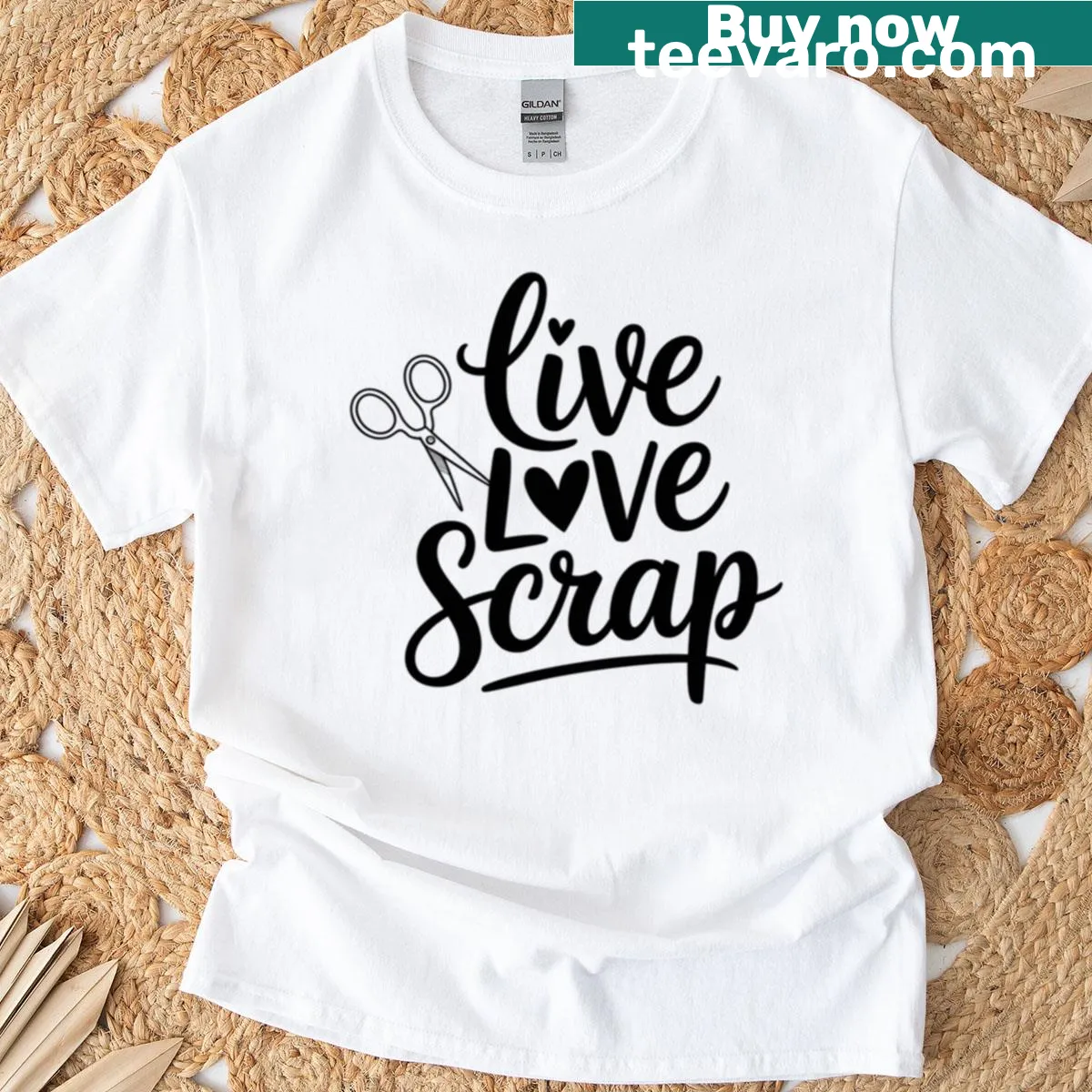 T-shirt featuring 'Live Love Scrap' text for crafters — on a men's t-shirt