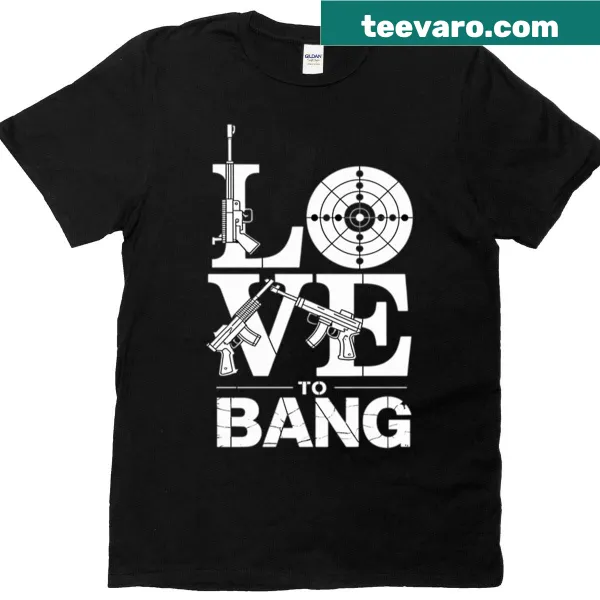 Playful typography t-shirt with 'Love To Bang' text