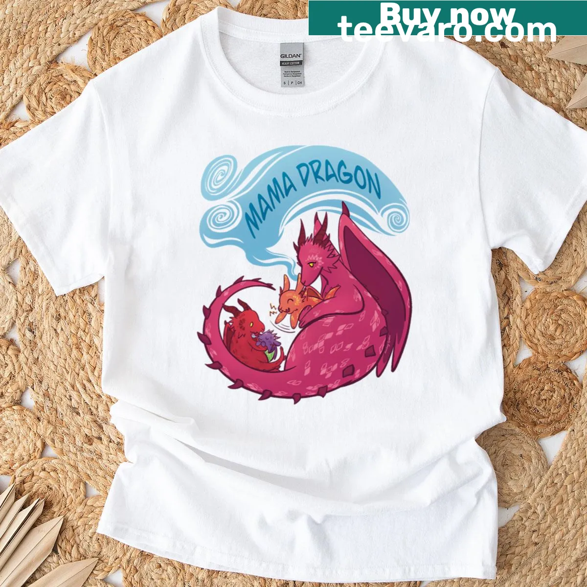 Mama Dragon graphic on a T-shirt — on a men's t-shirt