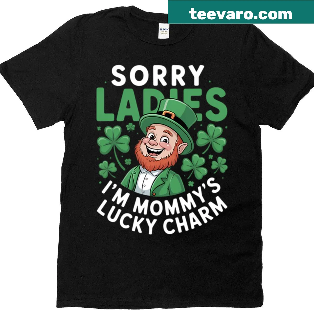 St. Patrick's Day t-shirt with leprechaun design and text — on a men's t-shirt