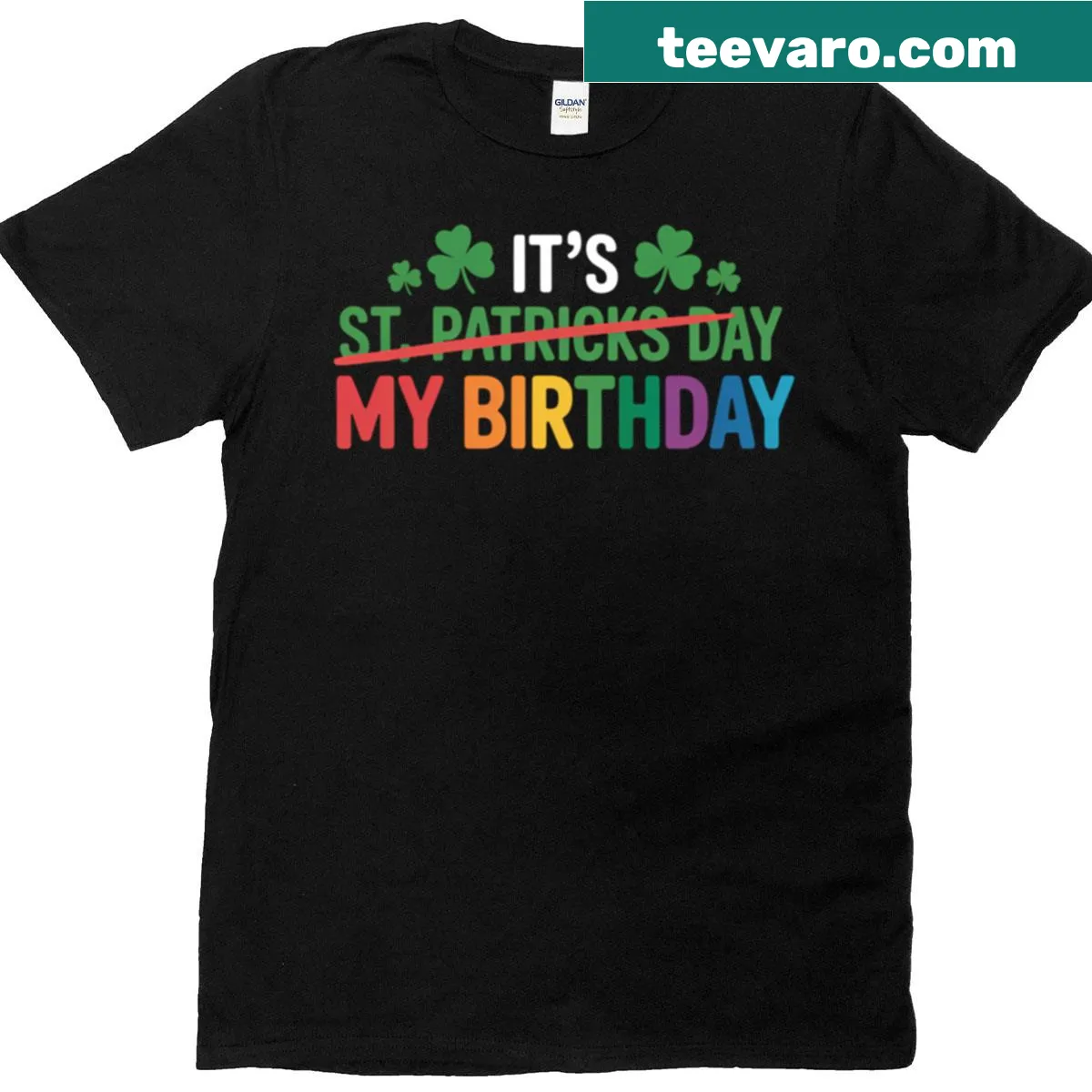 Birthday St. Patrick's Day t-shirt with funny shamrock graphic — on a men's t-shirt