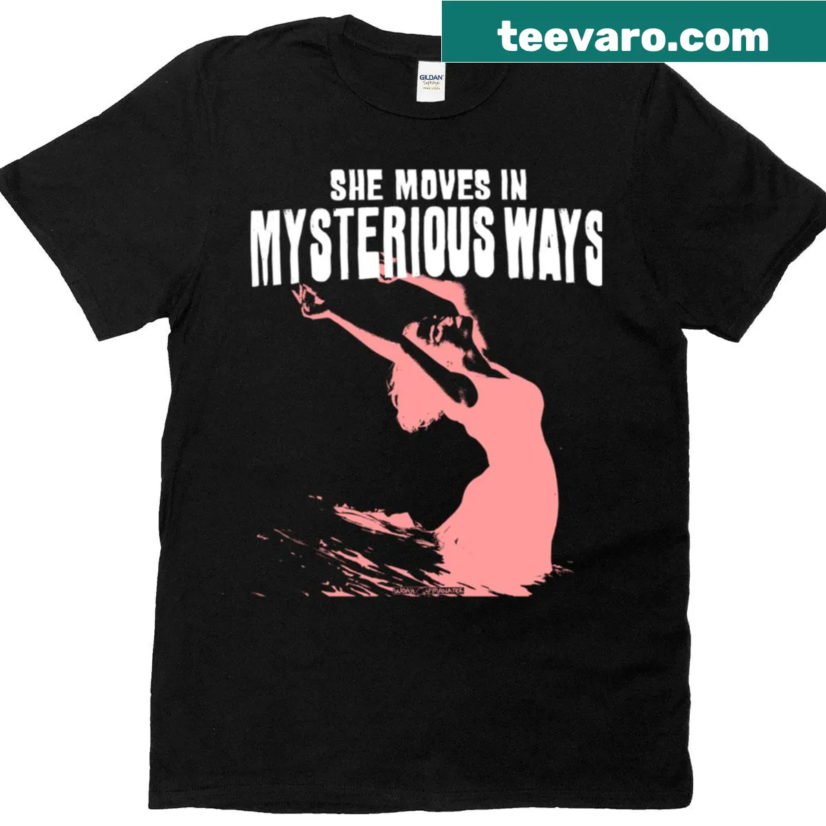 Typography T-shirt with the phrase 'Mysterious Ways' — on a men's t-shirt