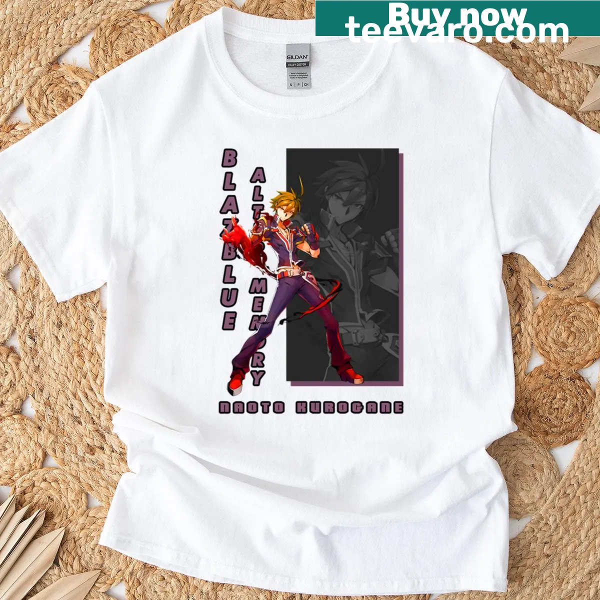 Illustration of Naoto Kurogane from Blazblue on T-shirt — on a men's t-shirt