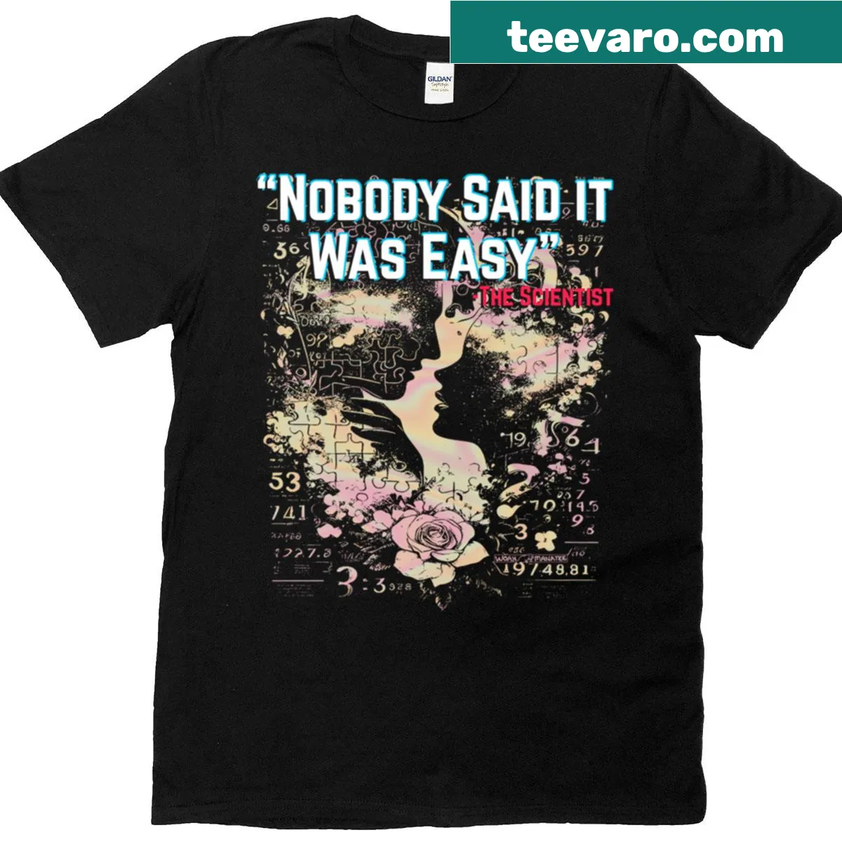 T-shirt with 'Nobody Said It Was Easy' text design — on a men's t-shirt