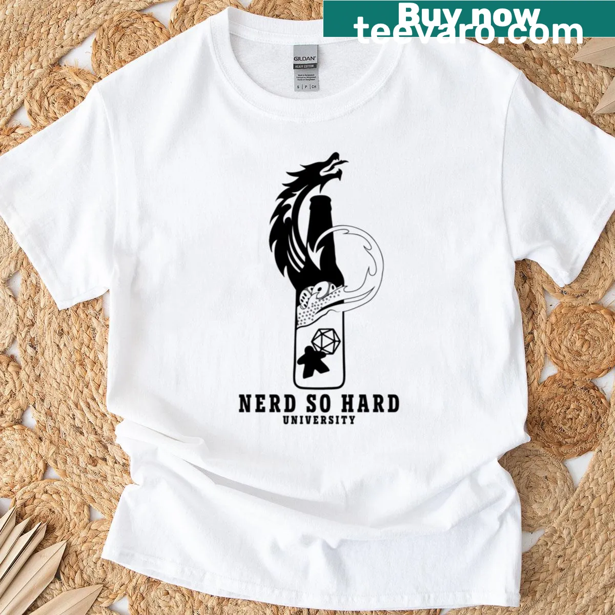 Black t-shirt with playful beer games typography design — on a men's t-shirt