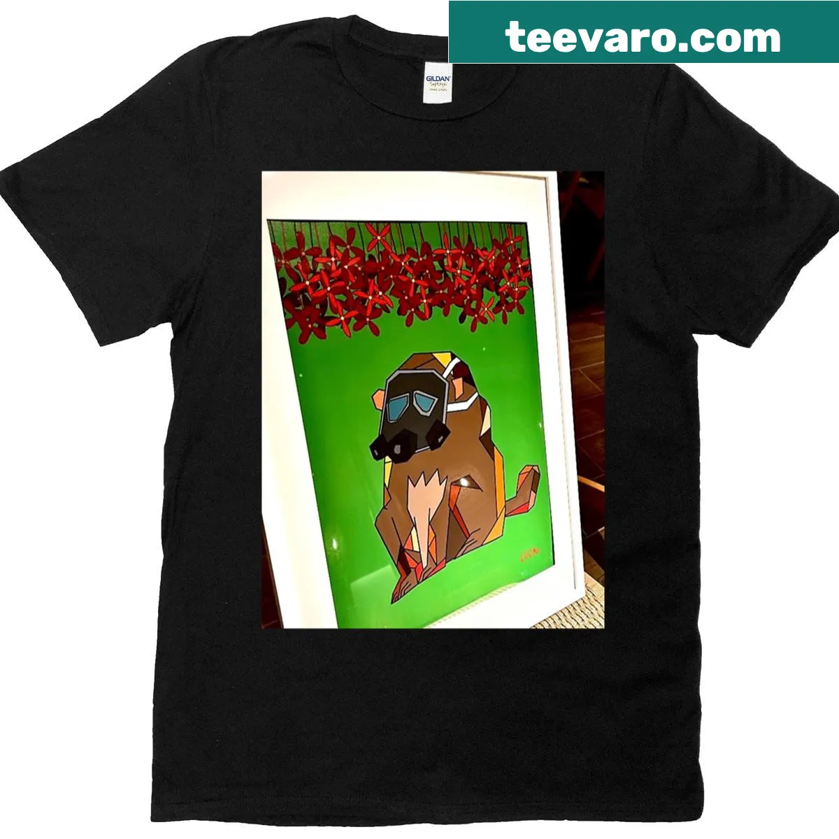 Okinawa surfing graphic T-shirt — on a men's t-shirt