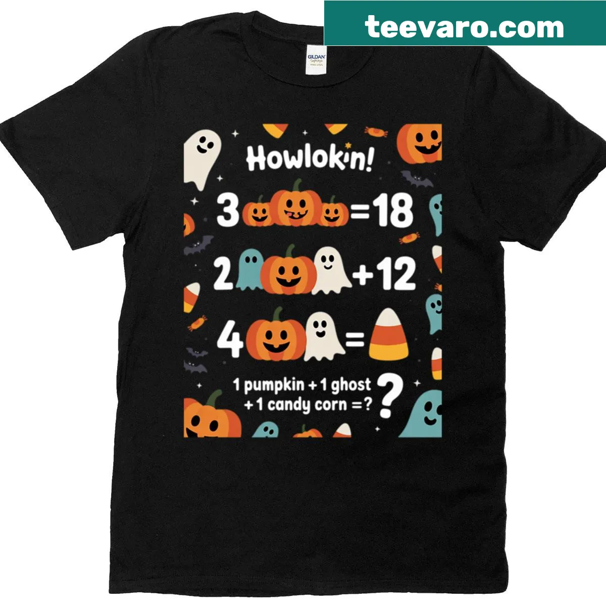 Halloween math t-shirt with pumpkin and order of operations — on a men's t-shirt
