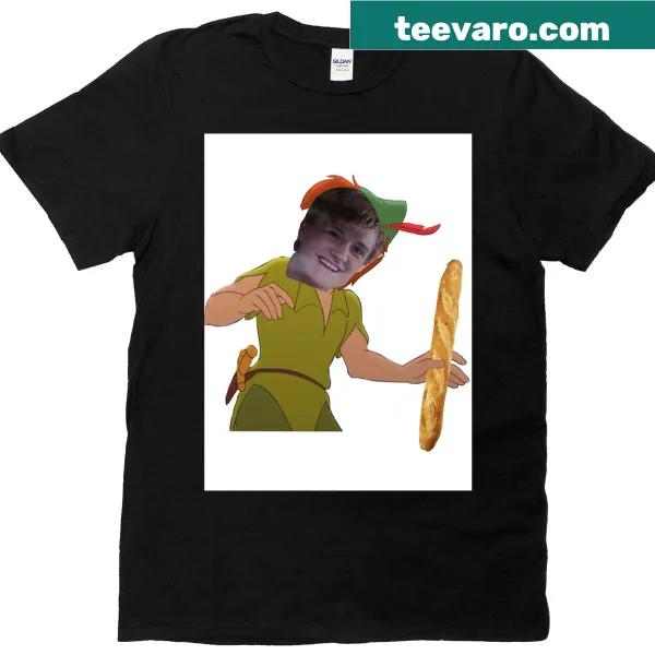 Funny tee featuring Peeta Pan meme text graphic.