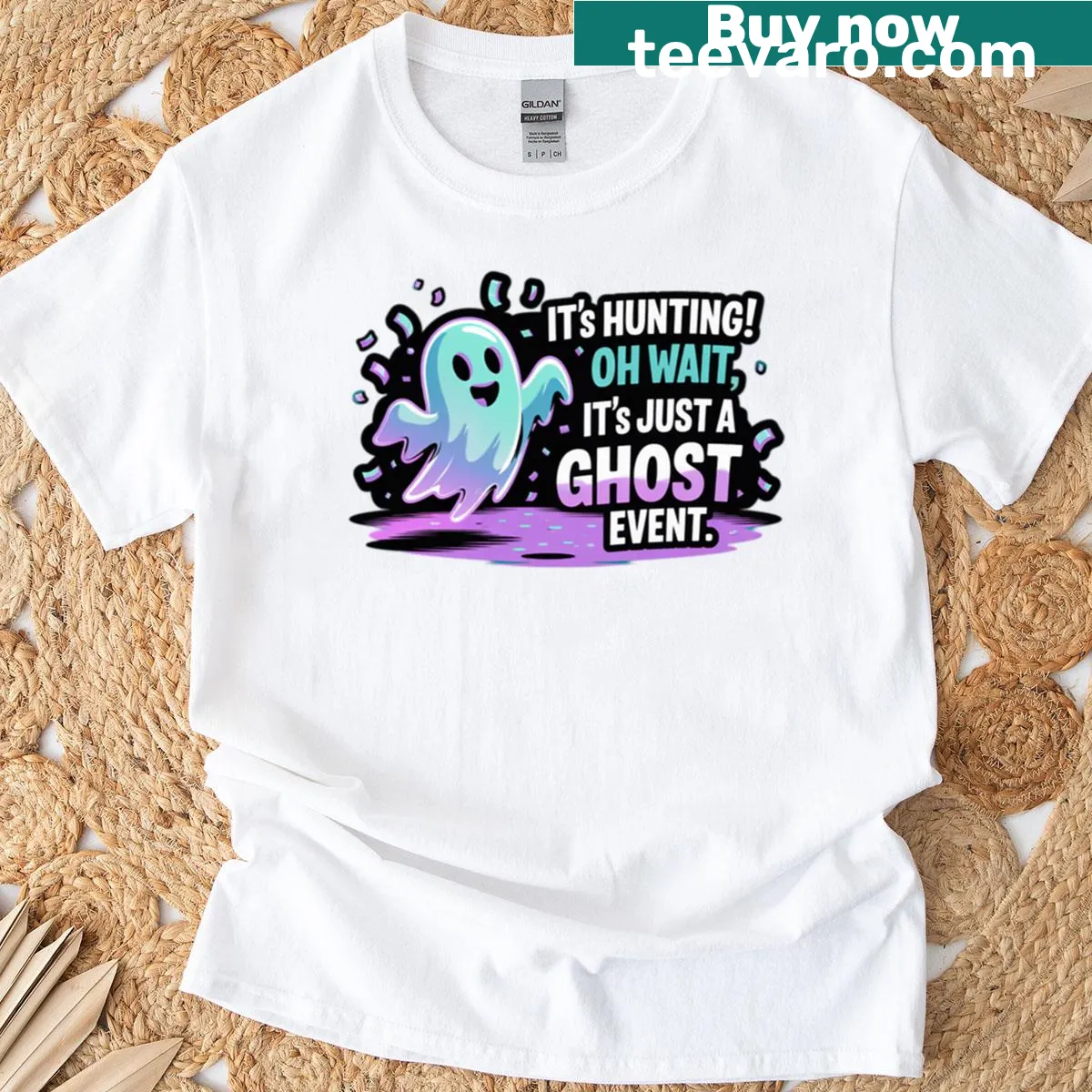Playful Phasmophobia t-shirt with 'Ghost Event 7' text — on a men's t-shirt