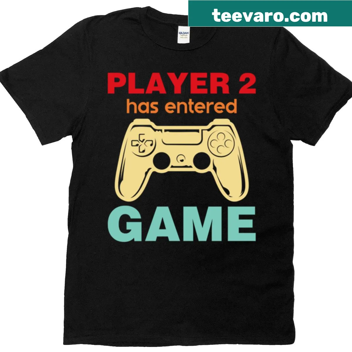 Retro gaming baby announcement graphic t-shirt — on a men's t-shirt