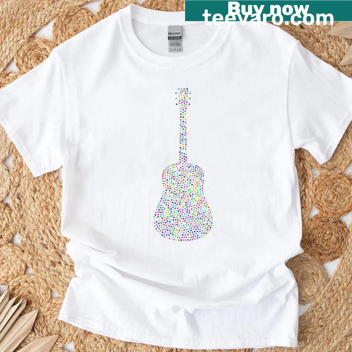 Typography design with a guitar on a t-shirt — on a men's t-shirt