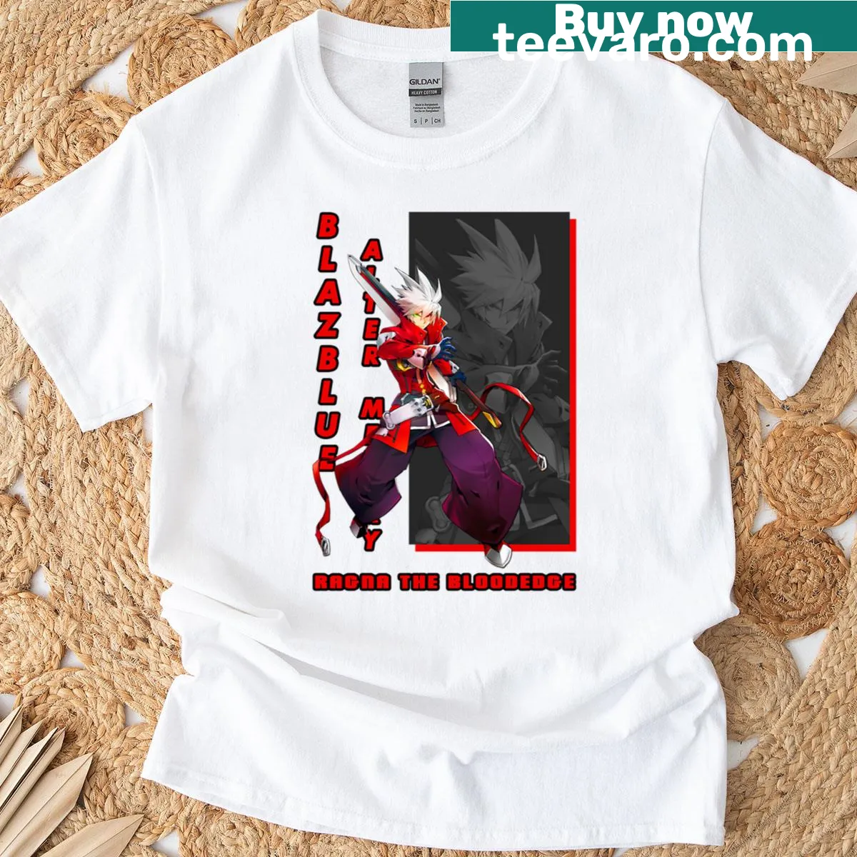 Graphic of Ragna the Bloodedge on a t-shirt — on a men's t-shirt