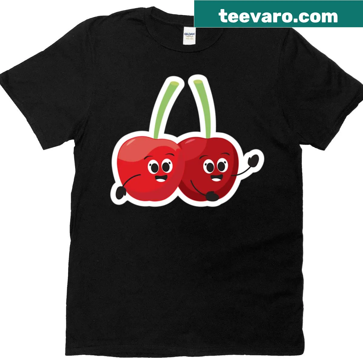 Fruity-themed shirt with playful typography about peanuts and cherries — on a men's t-shirt
