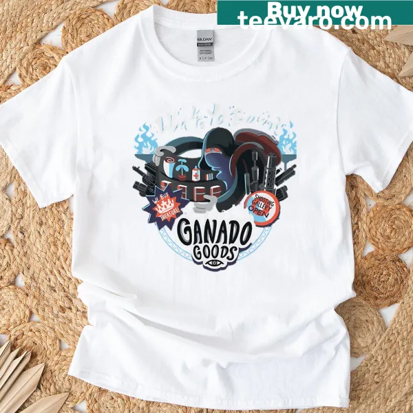 Graphic T-shirt featuring Resident Evil 4 Merchant character and goods