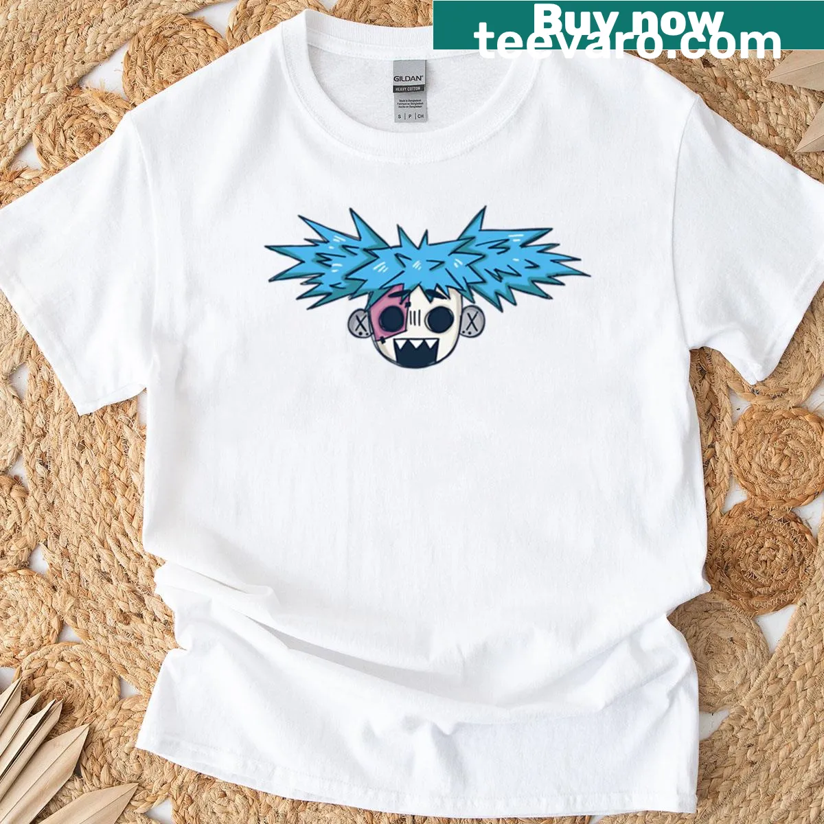Sally Face character graphic on T-shirt — on a men's t-shirt