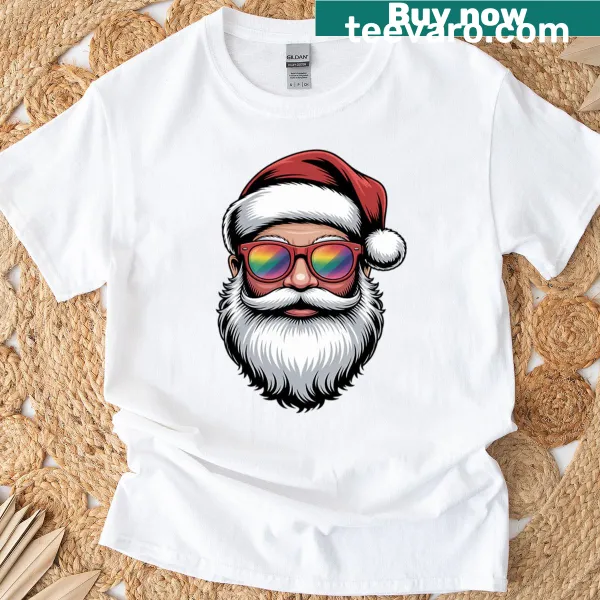 Cartoon Santa in sunglasses T-shirt for Christmas celebrations