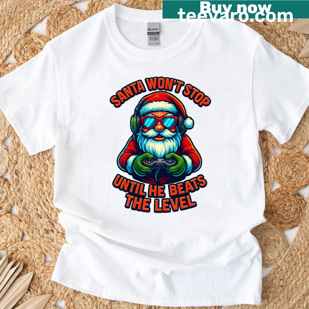 Funny Santa gaming graphic design for Christmas. — on a men's t-shirt