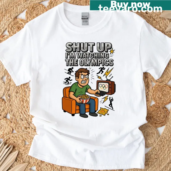 Funny sports fan t-shirt with Olympic-themed text
