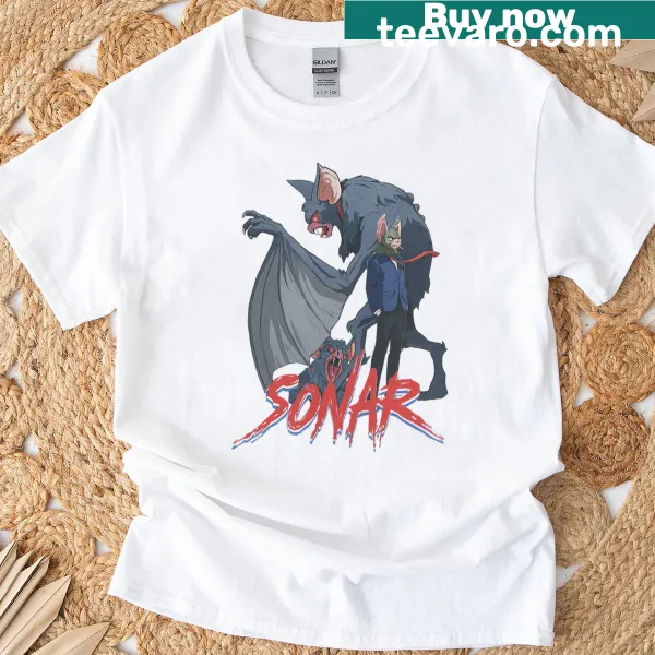 Graphic t-shirt with sonar waves and Dispatch Game reference