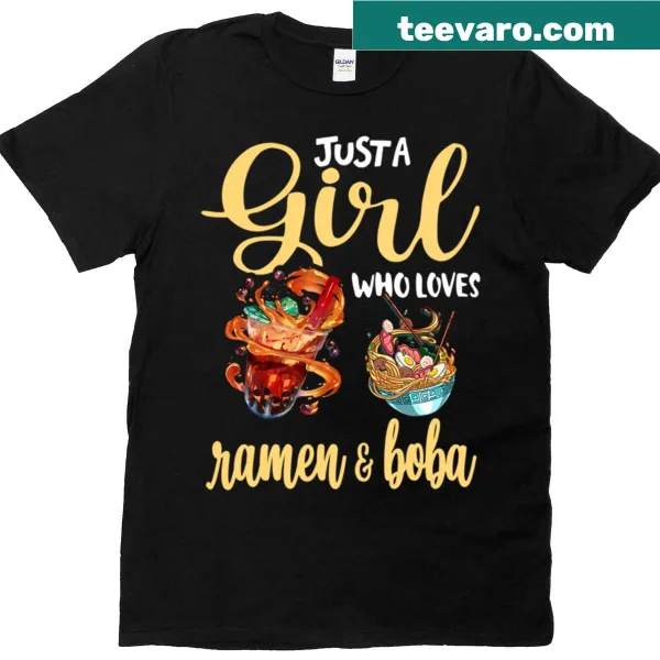 Cute ramen and boba girl t-shirt design