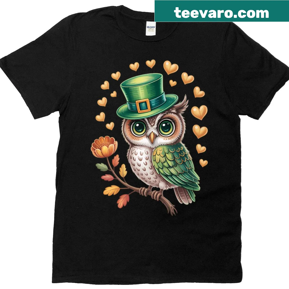 Funny owl graphic for St. Patrick's Day t-shirt — on a men's t-shirt