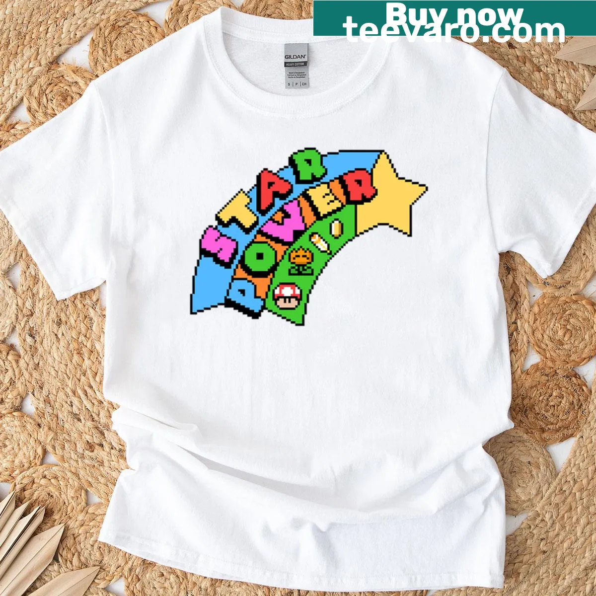 Whimsical design featuring stars on a T-shirt — on a men's t-shirt