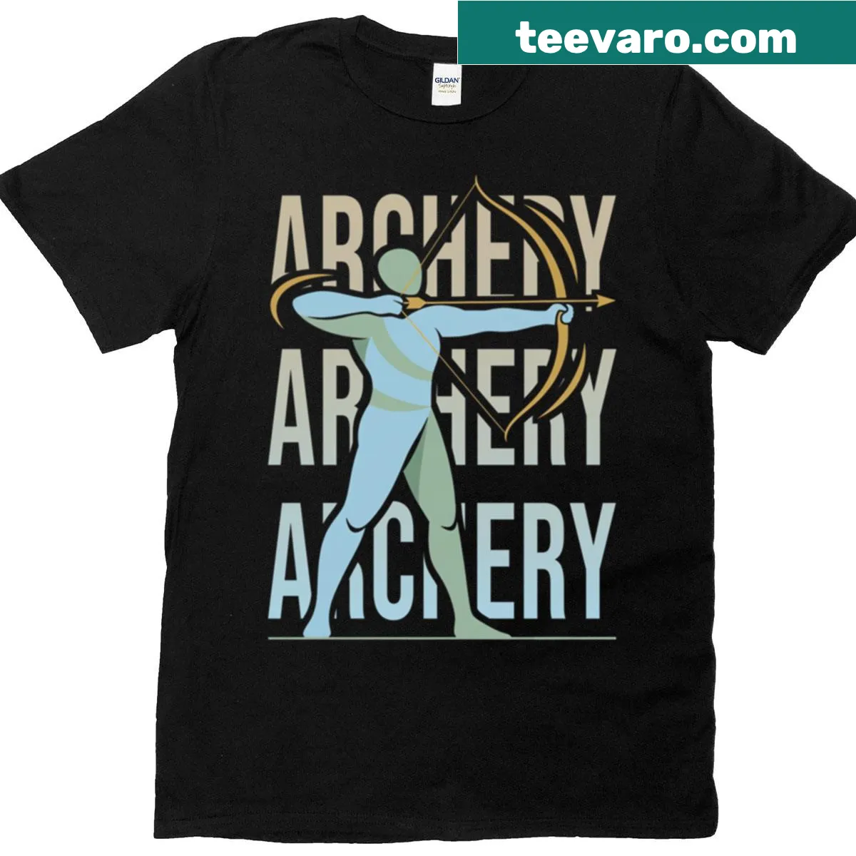 Minimalist archer silhouette graphic t-shirt — on a men's t-shirt
