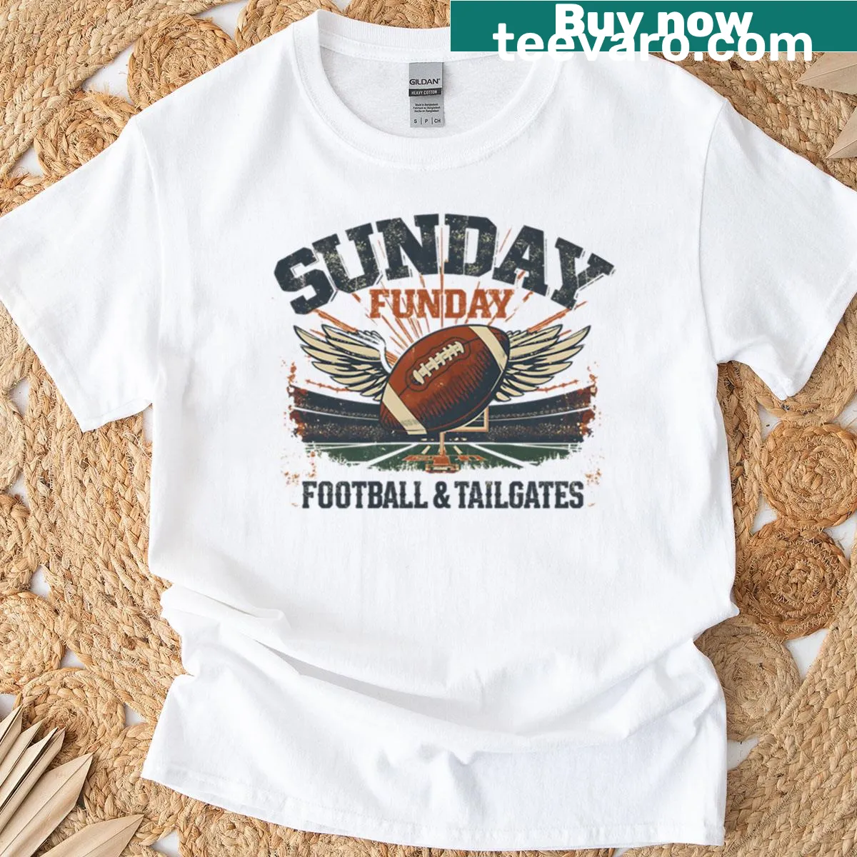 Illustration of Sunday Funday football theme on a T-shirt — on a men's t-shirt
