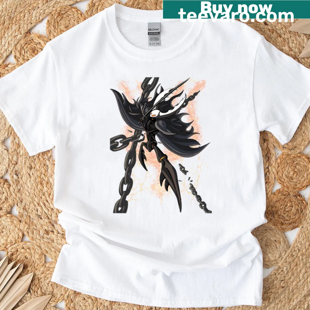 Illustration of Hollow Knight breaking free on a t-shirt — on a men's t-shirt