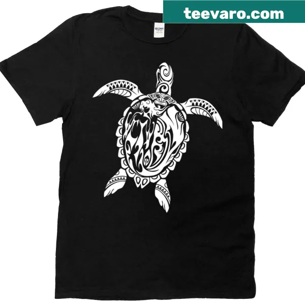 Illustration of a tribal honu on a T-shirt