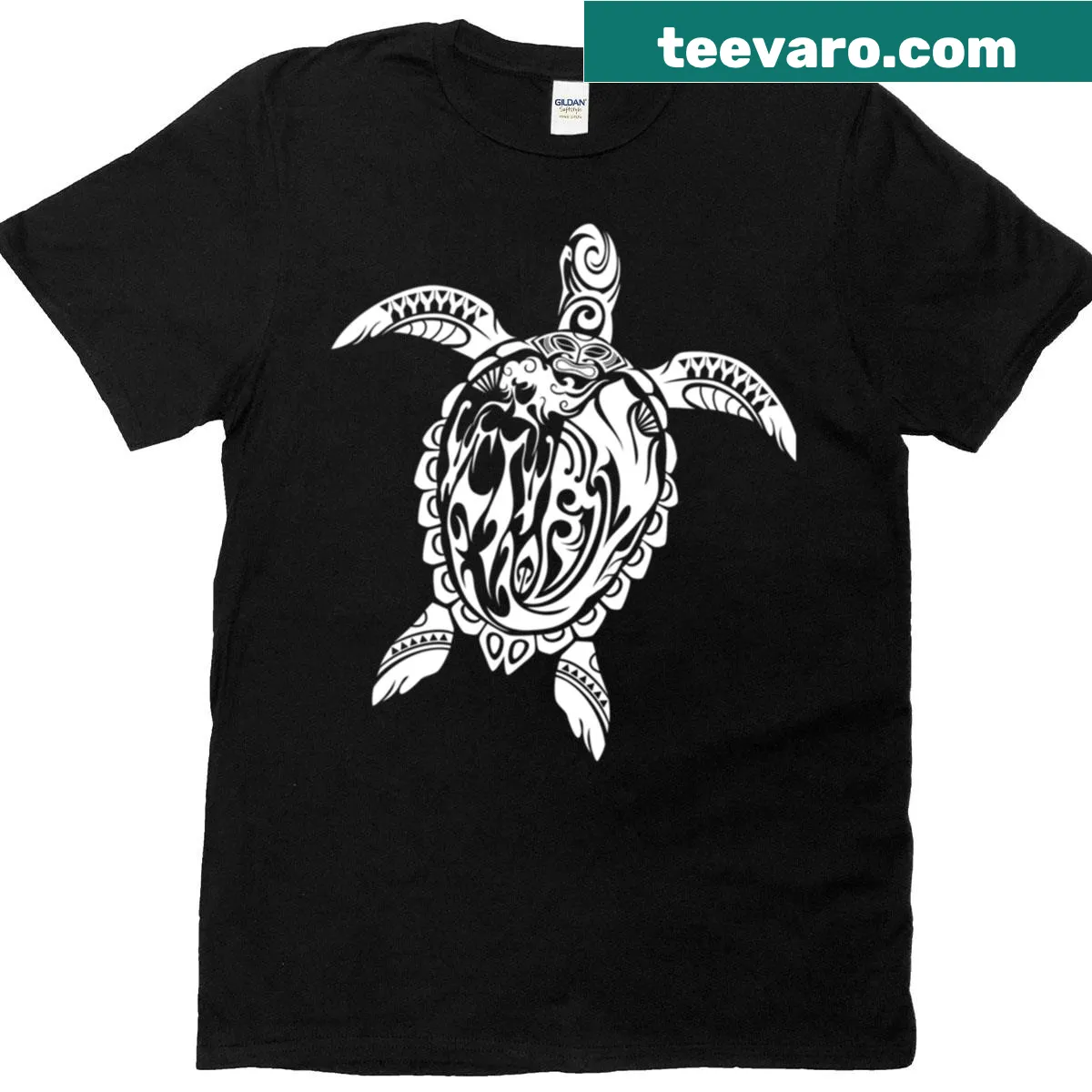 Illustration of a tribal honu on a T-shirt — on a men's t-shirt