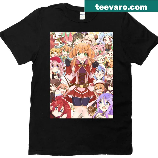 Cheerful anime girl T-shirt featuring Tsumugi from Princess Connect