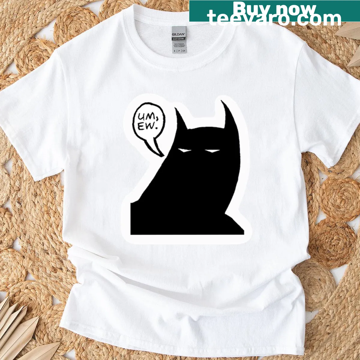 T-shirt featuring the phrase 'Um Ew' in bold typography — on a men's t-shirt