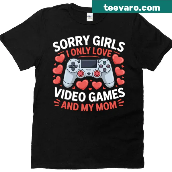 Heart-themed Valentine’s Day T-shirt with gaming icons