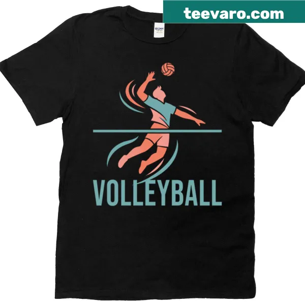 Dynamic volleyball action graphic t-shirt